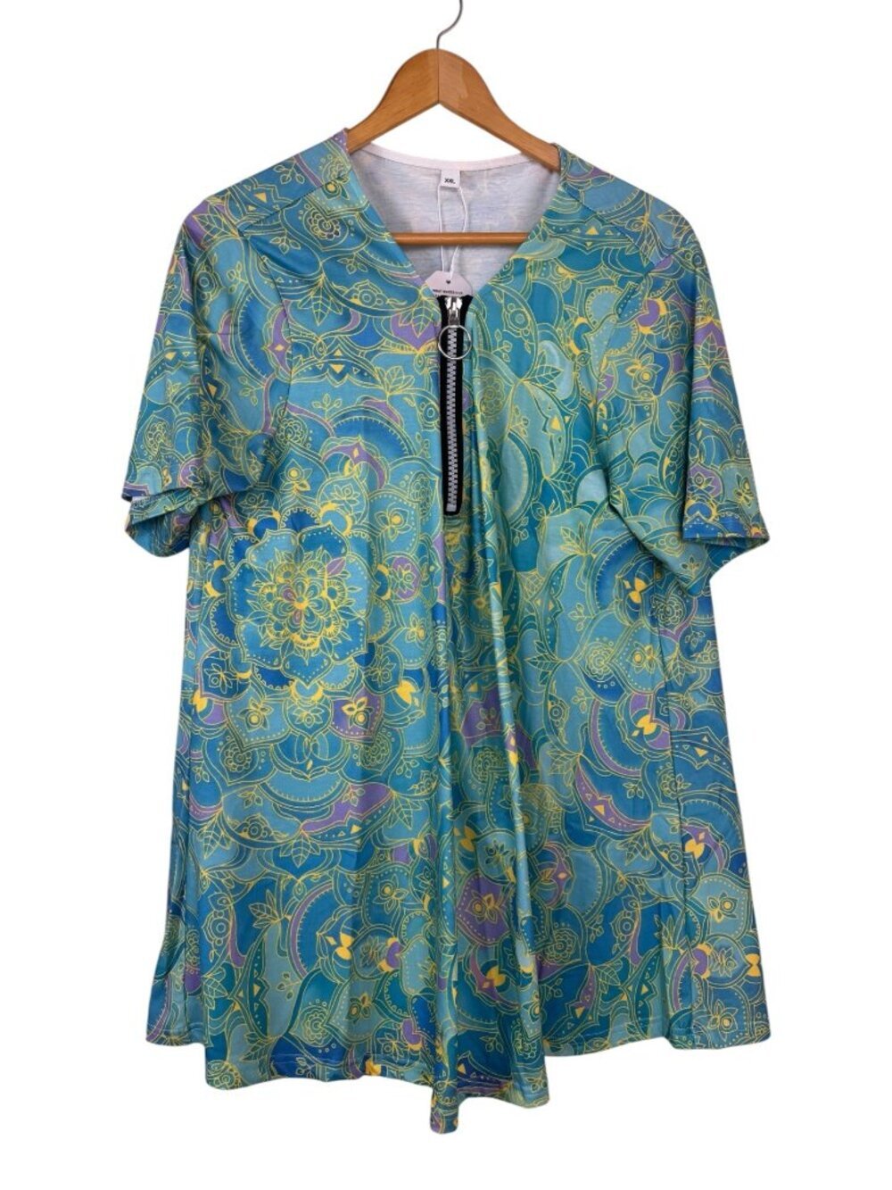 Made with Love NEW Pop Over Blouse Multicolor Women's XXL Lightweight Zipper